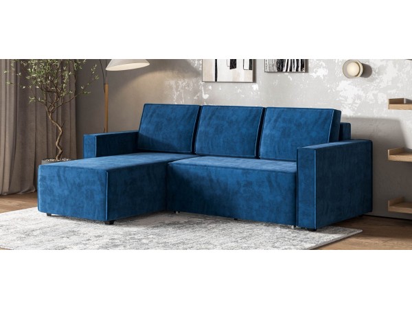 Угловой диван Лофт велюр Монолит синий