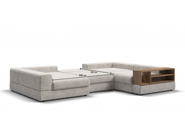 П-образный диван-кровать Босс Модуль правый, полка справа, шенилл Смарт кварц