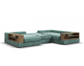 П-образный диван-кровать Босс Модуль правый, две полки, шенилл Глосс минт