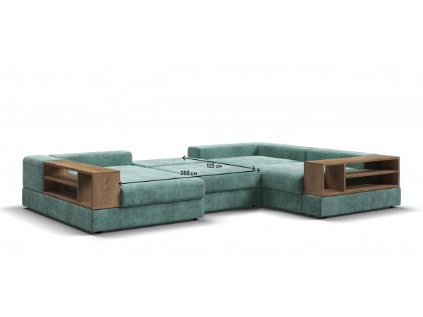 П-образный диван-кровать Босс Модуль правый, две полки, шенилл Глосс минт