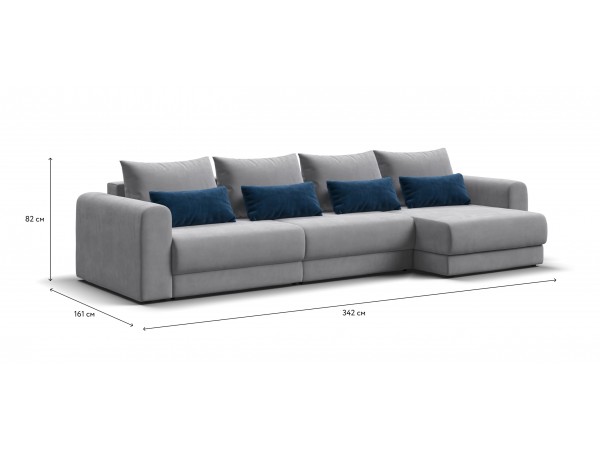 Модульный угловой диван РИЧМОНД MODOOL MAX Велюр Monolit сталь