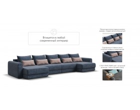 Модульный п-образный диван Ричмонд Модуль Велюр Роял синий