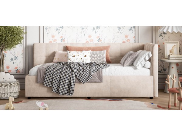 Белла Мини Кровать+ПМ 90*200 велюр Монолит латте