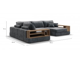 П-образный диван-кровать Босс Модуль левый, две полки, шенилл Глосс карбон