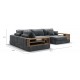 П-образный диван-кровать Босс Модуль левый, две полки, шенилл Глосс карбон