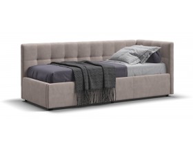 Белла Мини Кровать+ПМ 90*200 велюр Монолит латте