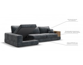 Угловой диван-кровать Босс Модуль XL левый, полка справа, шенилл Глосс карбон
