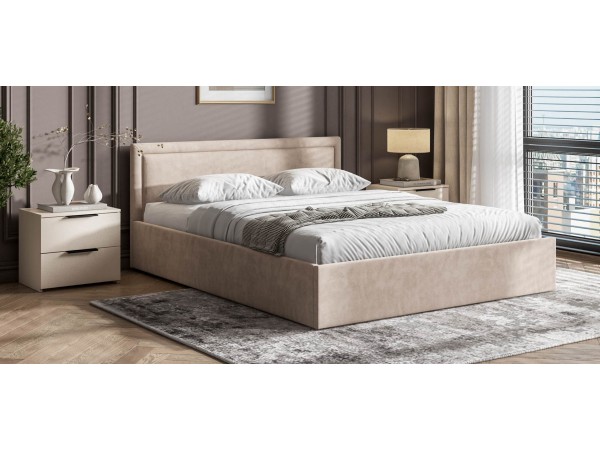 МП Фрея Кровать+ПМ 160*200 велюр Монолит латте