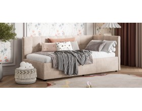 Белла Мини Кровать+ПМ 90*200 велюр Монолит латте