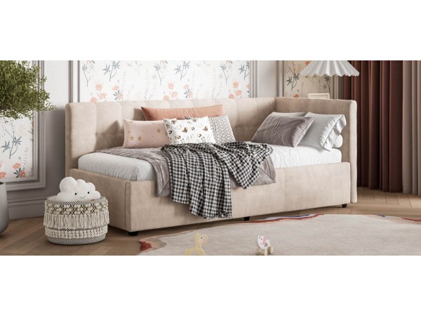 Белла Мини Кровать+ПМ 90*200 велюр Монолит латте