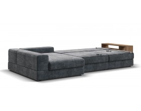 Угловой диван-кровать Босс Модуль XL левый, полка справа, шенилл Глосс карбон