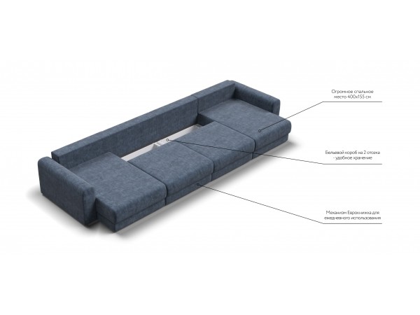 Модульный п-образный диван РИЧМОНД MODOOL Велюр Royal топаз NEW