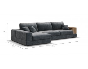 Угловой диван-кровать Босс Модуль XL левый, полка справа, шенилл Глосс карбон