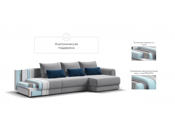 Модульный угловой диван РИЧМОНД MODOOL MAX Велюр Monolit сталь