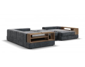 П-образный диван-кровать Босс Модуль левый, две полки, шенилл Глосс карбон