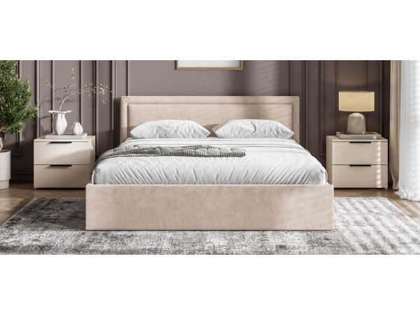 МП Фрея Кровать+ПМ 160*200 велюр Монолит латте