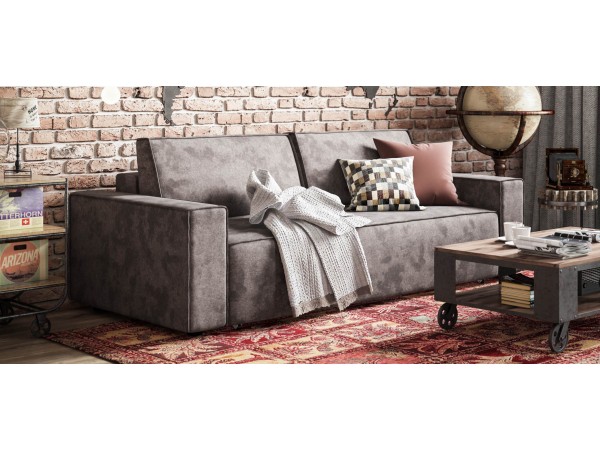Диван Лофт велюр Алькантара серый