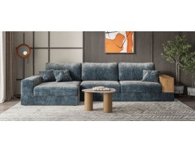 Угловой диван-кровать Босс Модуль XL левый, полка справа, шенилл Глосс карбон