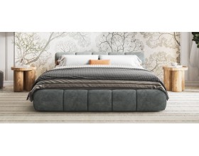 Босс Дрим Кровать+ПМ 160*200 Велюр Реал серый
