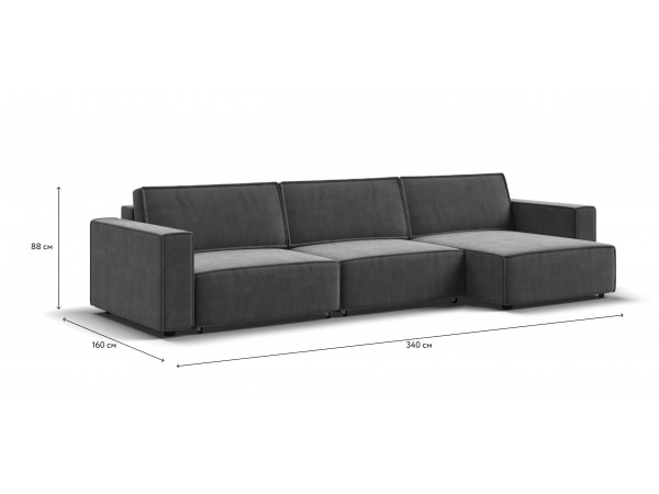 Угловой диван Босс Софт Модуль Макс Велюр Монолит серый