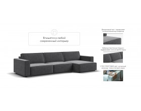 Угловой диван Босс Софт Модуль Макс Велюр Монолит серый