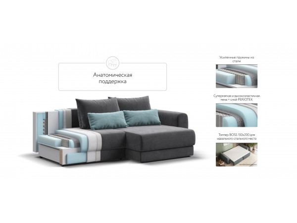 Модульный угловой диван РИЧМОНД MODOOL Велюр Monolit серый