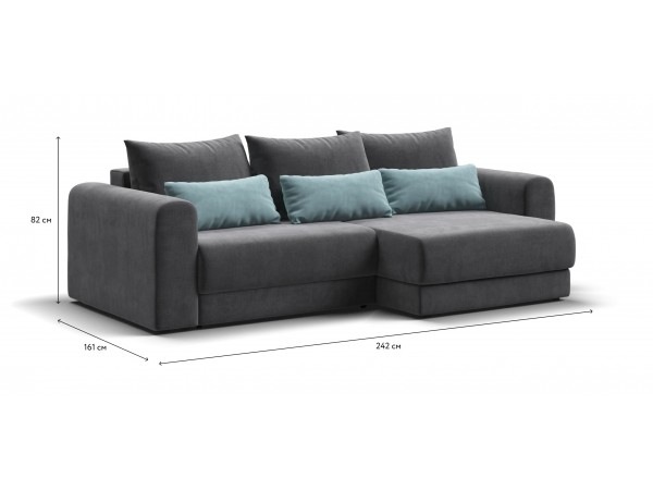 Модульный угловой диван РИЧМОНД MODOOL Велюр Monolit серый