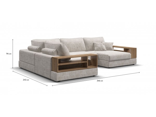 П-образный диван-кровать Босс Модуль правый, две полки, шенилл Смарт кварц