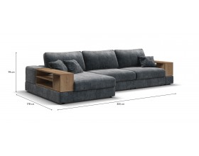 Угловой диван-кровать Босс Модуль XL левый, две полки, шенилл Глосс карбон