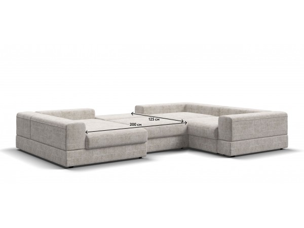 П-образный диван-кровать Босс Модуль левый, мягкие подлокотники, шенилл Смарт кварц