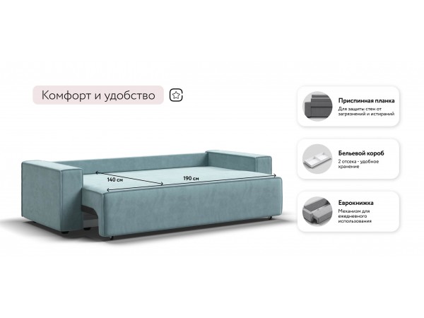 Диван Лофт велюр Монолит аква