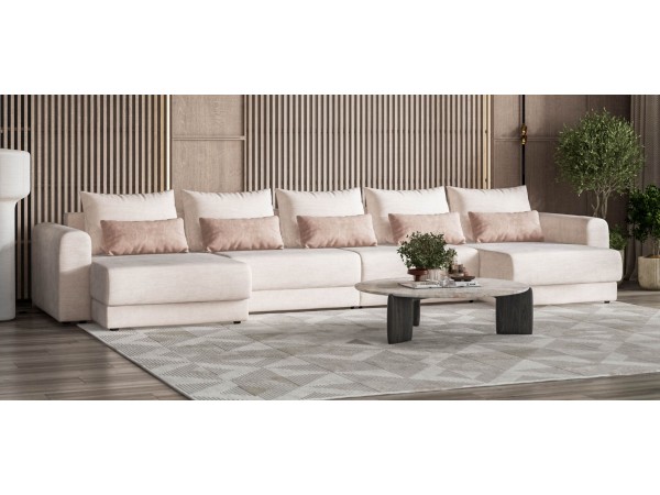 Модульный п-образный диван РИЧМОНД MODOOL Вельвет CORD бежевый