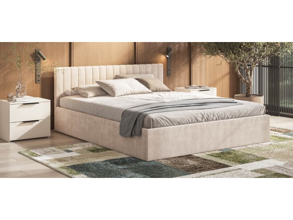МП Ронда Кровать+ПМ 160*200 велюр Монолит латте