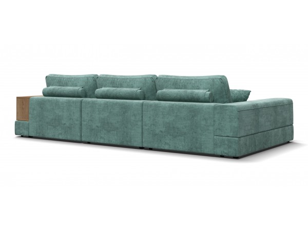 Угловой диван-кровать Босс Модуль XL левый, полка справа, шенилл Глосс минт