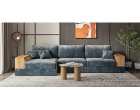 Угловой диван-кровать Босс Модуль XL левый, две полки, шенилл Глосс карбон