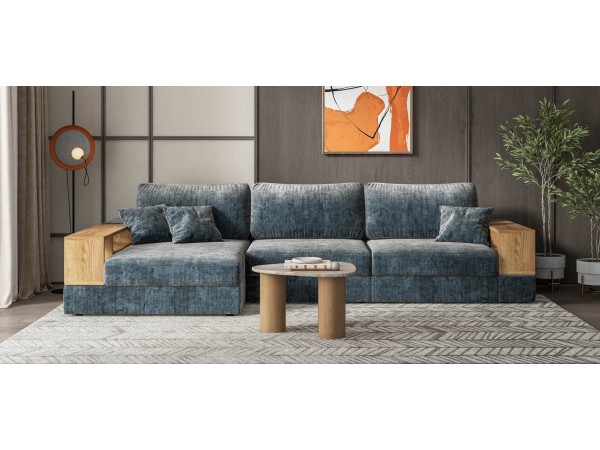 Угловой диван-кровать Босс Модуль XL левый, две полки, шенилл Глосс карбон