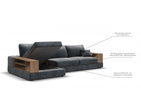 Угловой диван-кровать Босс Модуль XL левый, две полки, шенилл Глосс карбон