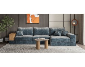 Угловой диван-кровать Босс Модуль XL правый, полка слева, шенилл Глосс карбон