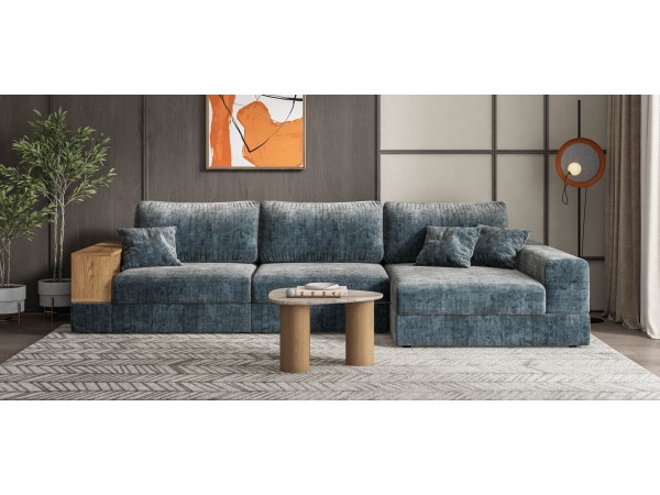 Угловой диван-кровать Босс Модуль XL правый, полка слева, шенилл Глосс карбон