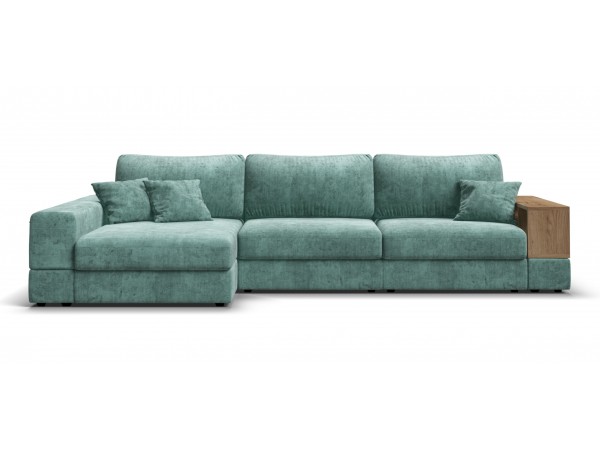 Угловой диван-кровать Босс Модуль XL левый, полка справа, шенилл Глосс минт