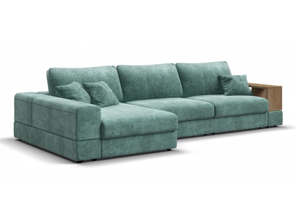 Угловой диван-кровать Босс Модуль XL левый, полка справа, шенилл Глосс минт