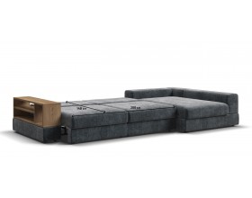 Угловой диван-кровать Босс Модуль XL правый, полка слева, шенилл Глосс карбон