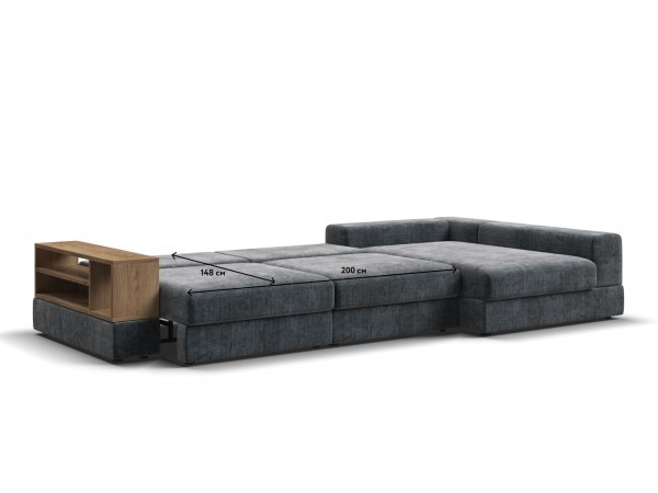 Угловой диван-кровать Босс Модуль XL правый, полка слева, шенилл Глосс карбон