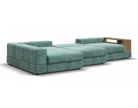 Угловой диван-кровать Босс Модуль XL левый, полка справа, шенилл Глосс минт