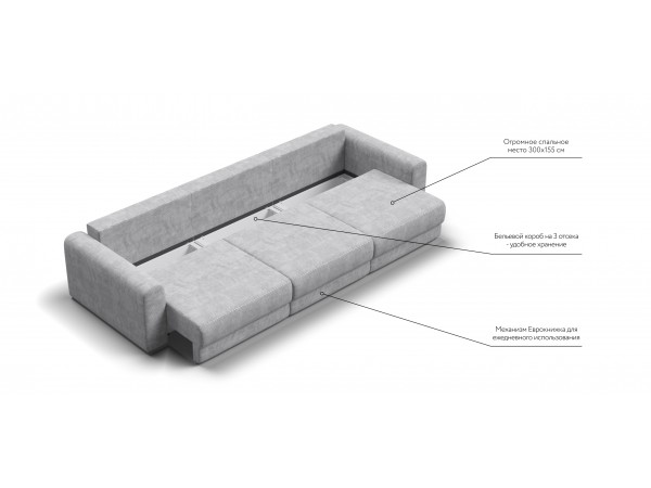 Модульный диван РИЧМОНД MODOOL MAX Вельвет CORD серый