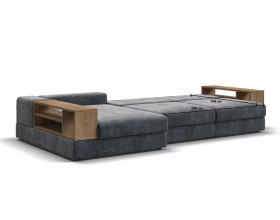 Угловой диван-кровать Босс Модуль XL левый, две полки, шенилл Глосс карбон