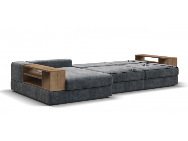 Угловой диван-кровать Босс Модуль XL левый, две полки, шенилл Глосс карбон