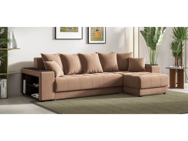 Угловой диван Ванкувер велюр Монолит мокко