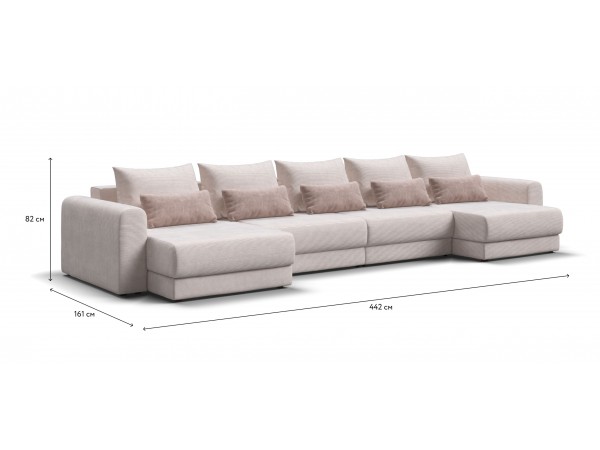 Модульный п-образный диван РИЧМОНД MODOOL Вельвет CORD бежевый