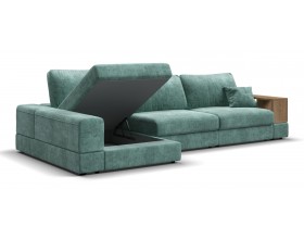 Угловой диван-кровать Босс Модуль XL левый, полка справа, шенилл Глосс минт